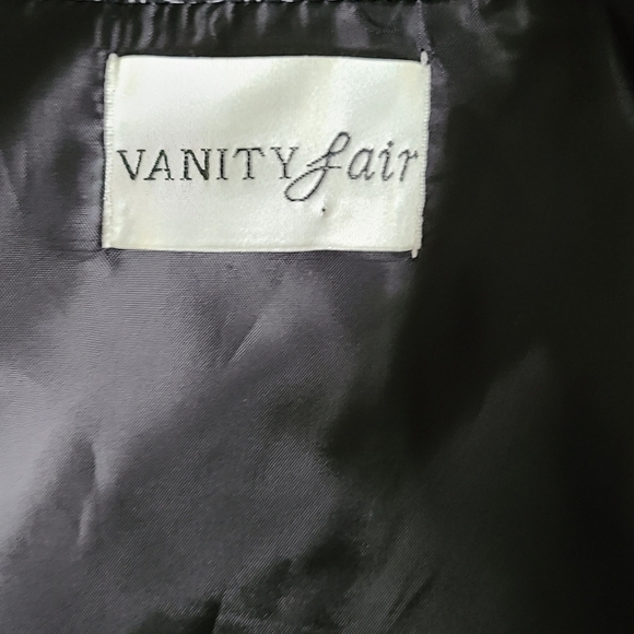 Sz  M Vintage circle pattern button up black blouse Vanity Fair short sleeve - Picture 5 of 6